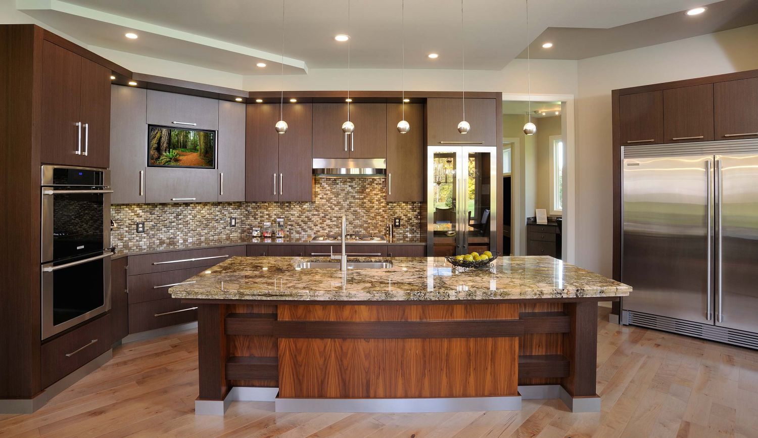 Exotic Woods and Textures Contemporary Kitchen